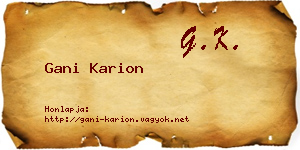 Gani Karion névjegykártya